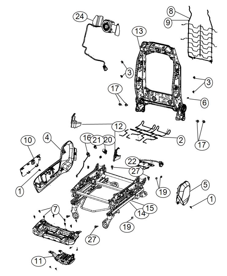 Diagram Adjusters, Recliners and Shields - Passenger Seat. for your Ram 5500  