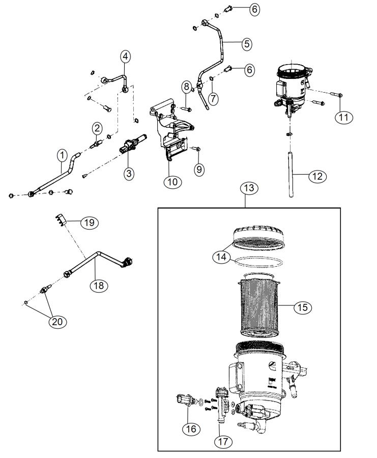 Diagram Fuel Filter, 6.7L [6.7L I6 Cummins Turbo Diesel Engine]. for your Ram 4500  