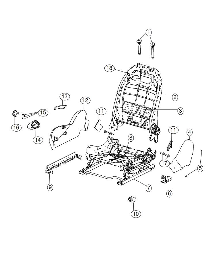 Diagram Adjusters, Recliners and Shields - Passenger Seat. for your Chrysler 300  M