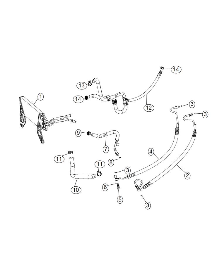 Diagram Power Steering Hoses, [6.7L I6 Cummins Turbo Diesel Engine]. for your Ram 3500  