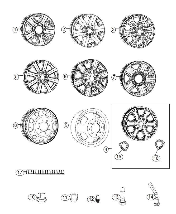 Diagram Wheels and Hardware. for your 2015 Dodge Journey   