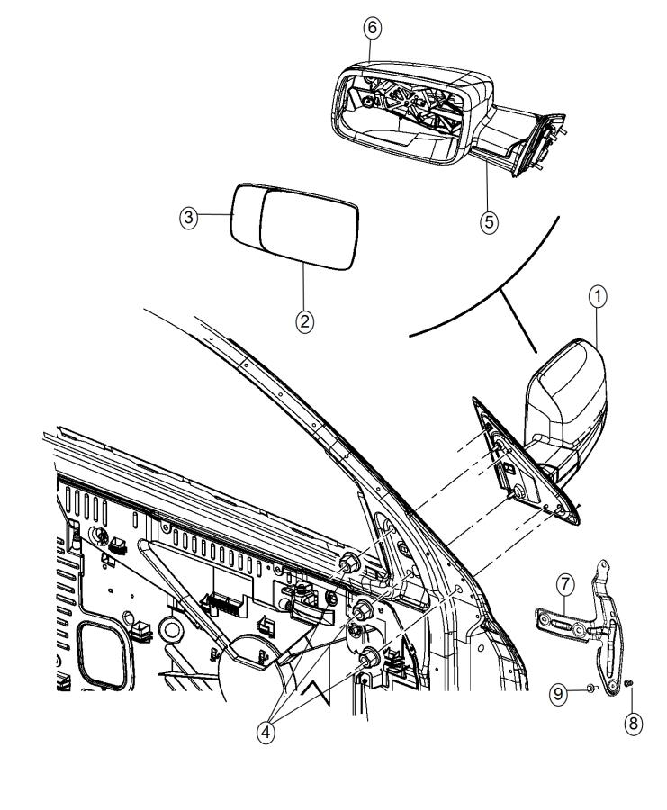 Diagram Mirror, Exterior. for your 2023 Ram 2500   