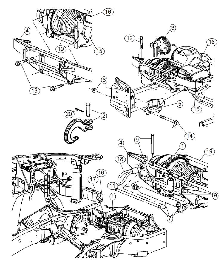 Diagram Winch, Front. for your 2000 Chrysler 300  M 