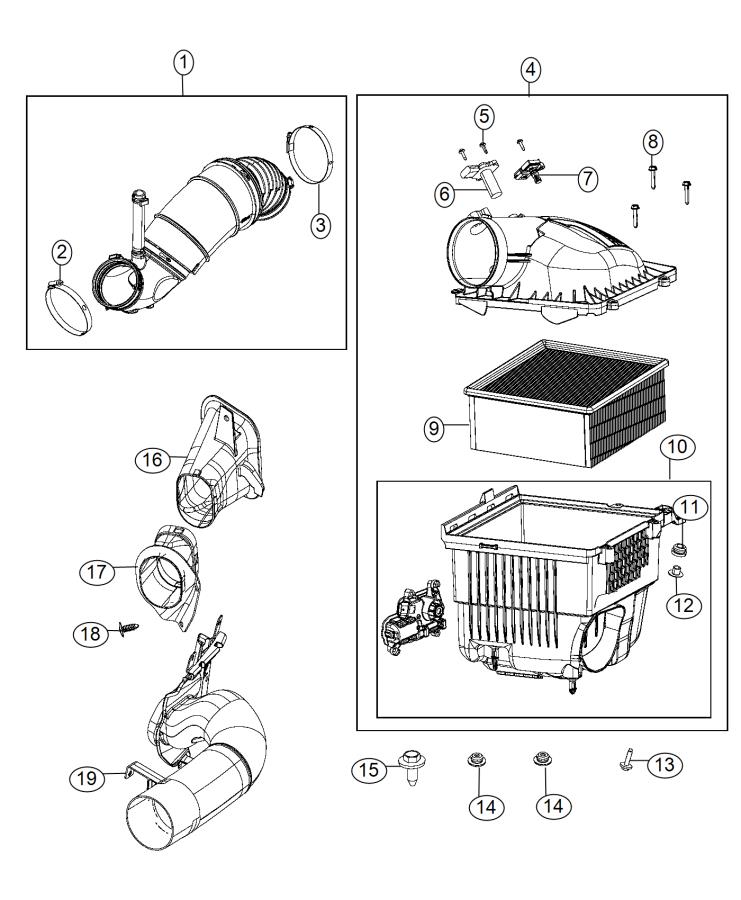 Diagram Air Cleaner, 6.7L [6.7L I6 Cummins Turbo Diesel Engine]. for your Ram 2500  