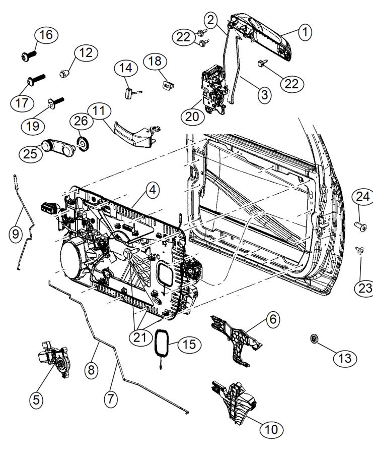 Diagram Front Door, Hardware Components. for your Chrysler 300  M