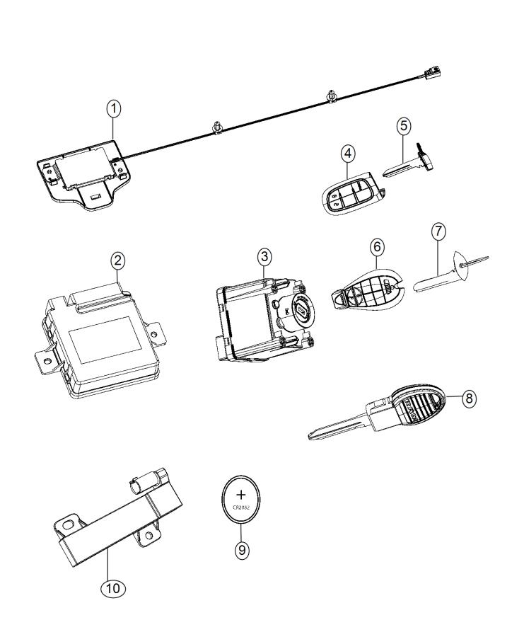 Diagram Modules, Receiver Hub, Keys, and Key FOBs. for your 2010 Ram 5500   