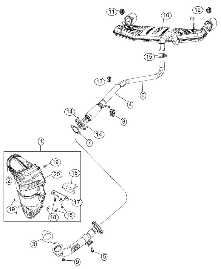 Diagram Exhaust System 1.4 [1.4L I4 16V MultiAir Turbo Engine],[Unique Parts For Latin America],[Portuguese (Brazil) Language]. for your 2003 Chrysler 300  M 