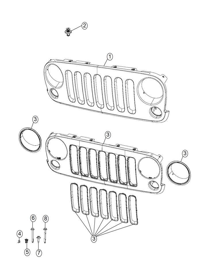 Diagram Grilles. for your 2006 Jeep Wrangler   