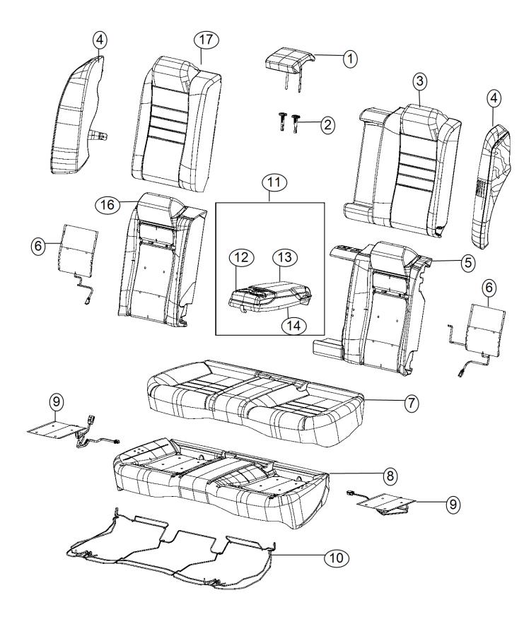 Diagram Rear Seat - Split Seat - Trim Code [AK]. for your 2000 Chrysler 300  M 