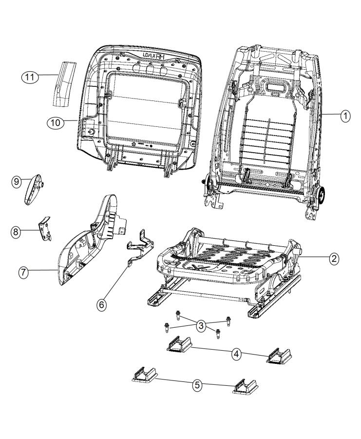 Adjusters, Recliners and Shields - Passenger Seat - Manual. Diagram