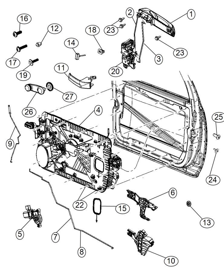 Diagram Front Door, Hardware Components. for your 1999 Chrysler 300  M 