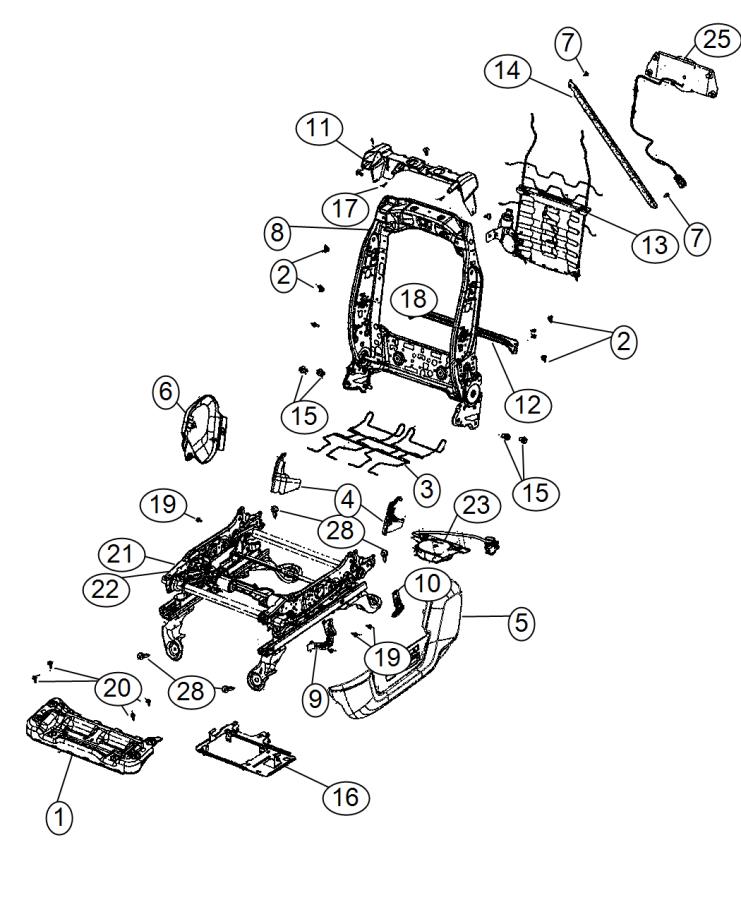 Diagram Adjusters, Recliners and Shields - Driver Seat. for your 2000 Chrysler 300  M 