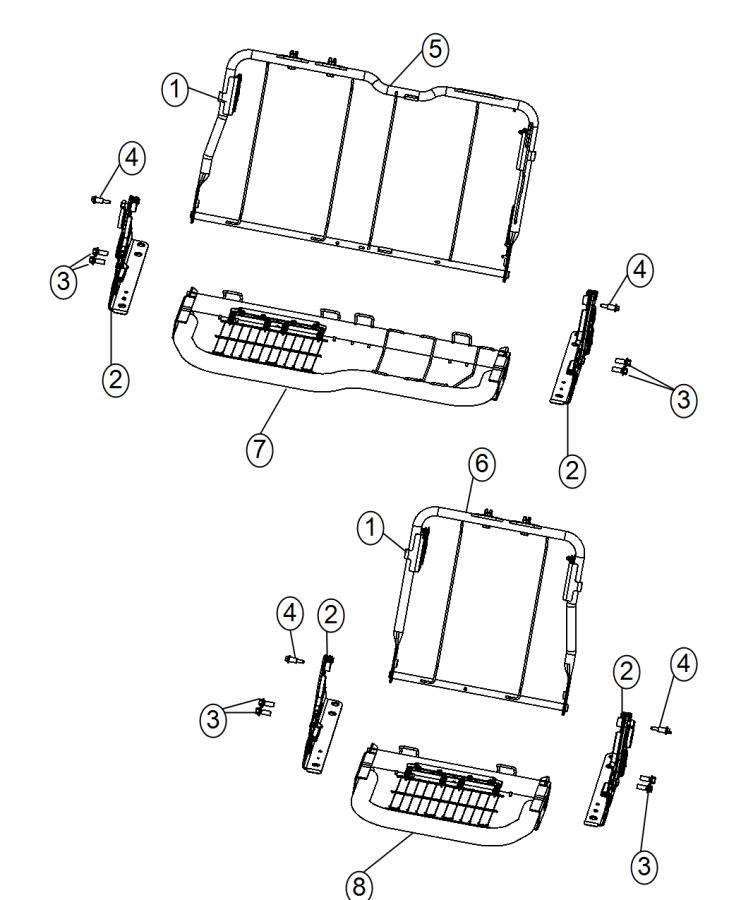 Quad Cab, Rear Seat Hardware 60/40. Diagram