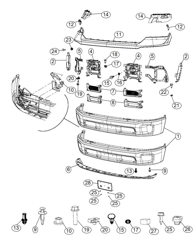 Diagram Bumper, Front. for your 2006 Dodge Ram 1500   