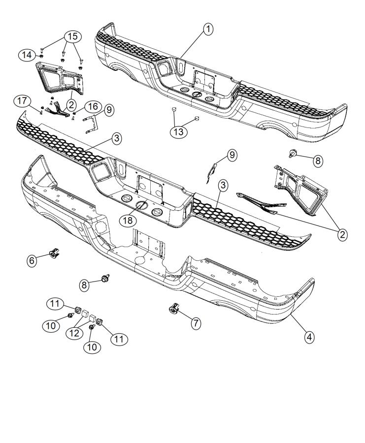 Diagram Bumper, Rear. for your Ram 1500  