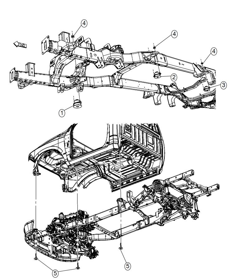 Diagram Body Hold Down, Standard Cab. for your Ram 1500  