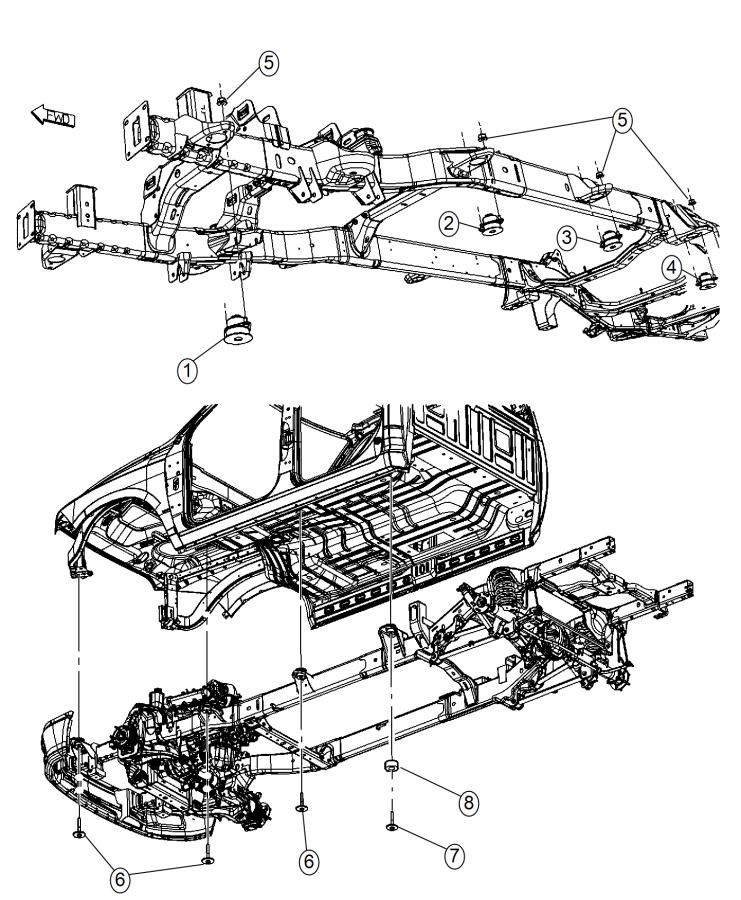 Diagram Body Hold Down, Quad And Crew Cab. for your 2004 Ram 1500   