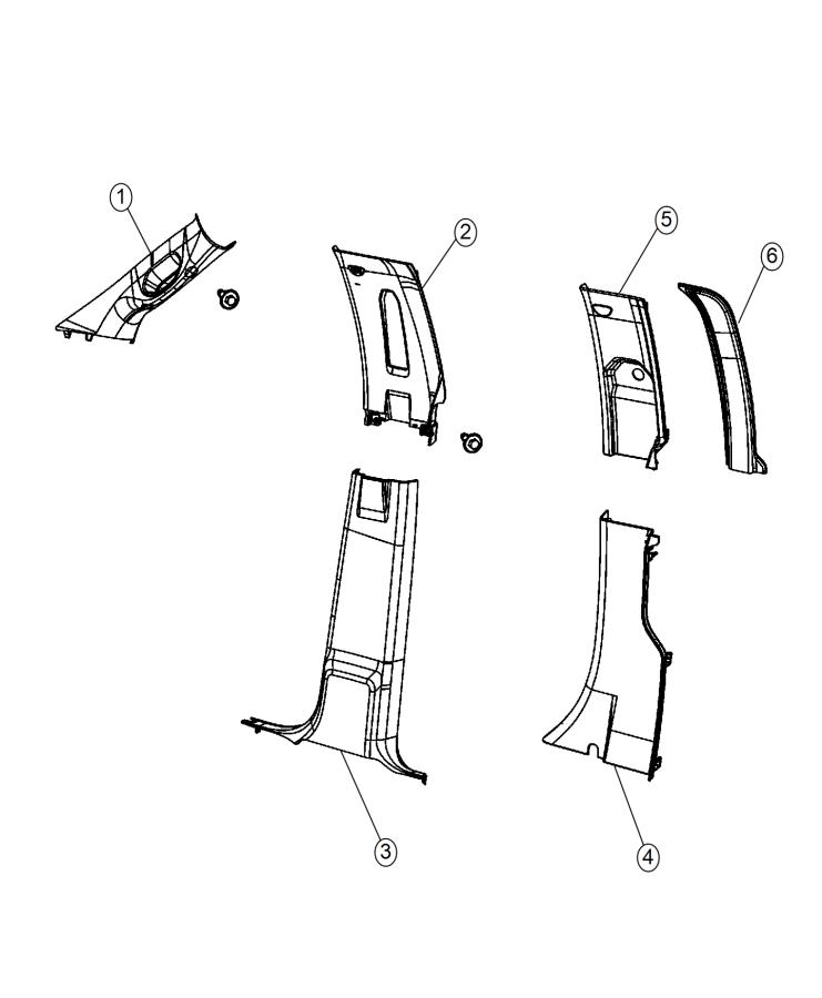 Diagram Interior Moldings and Pillars, Crew Cab. for your Dodge