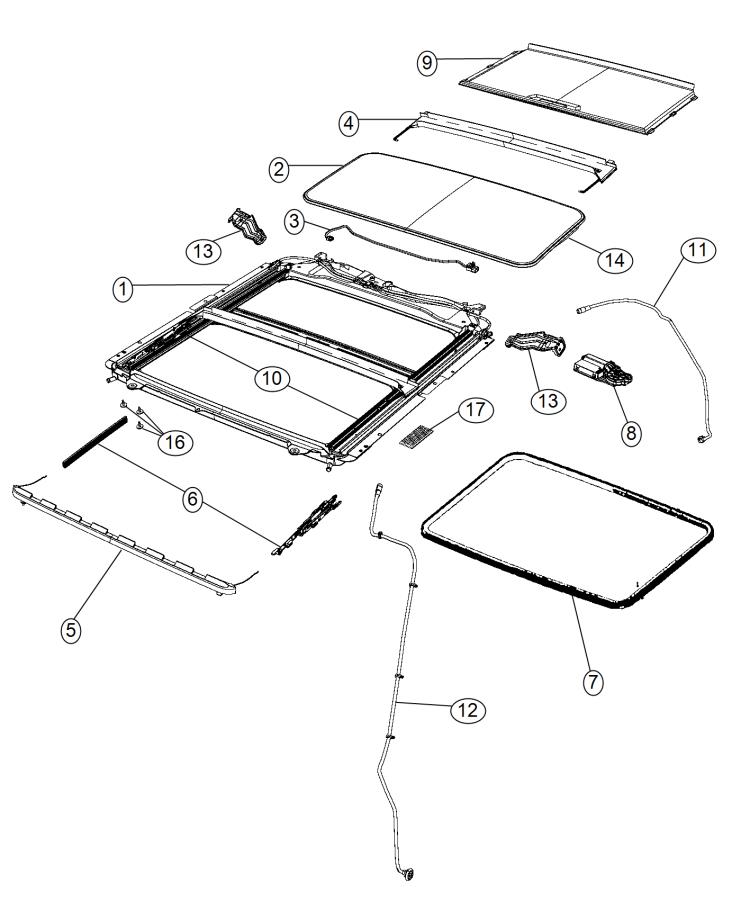 Sunroof Glass and Component Parts. Diagram