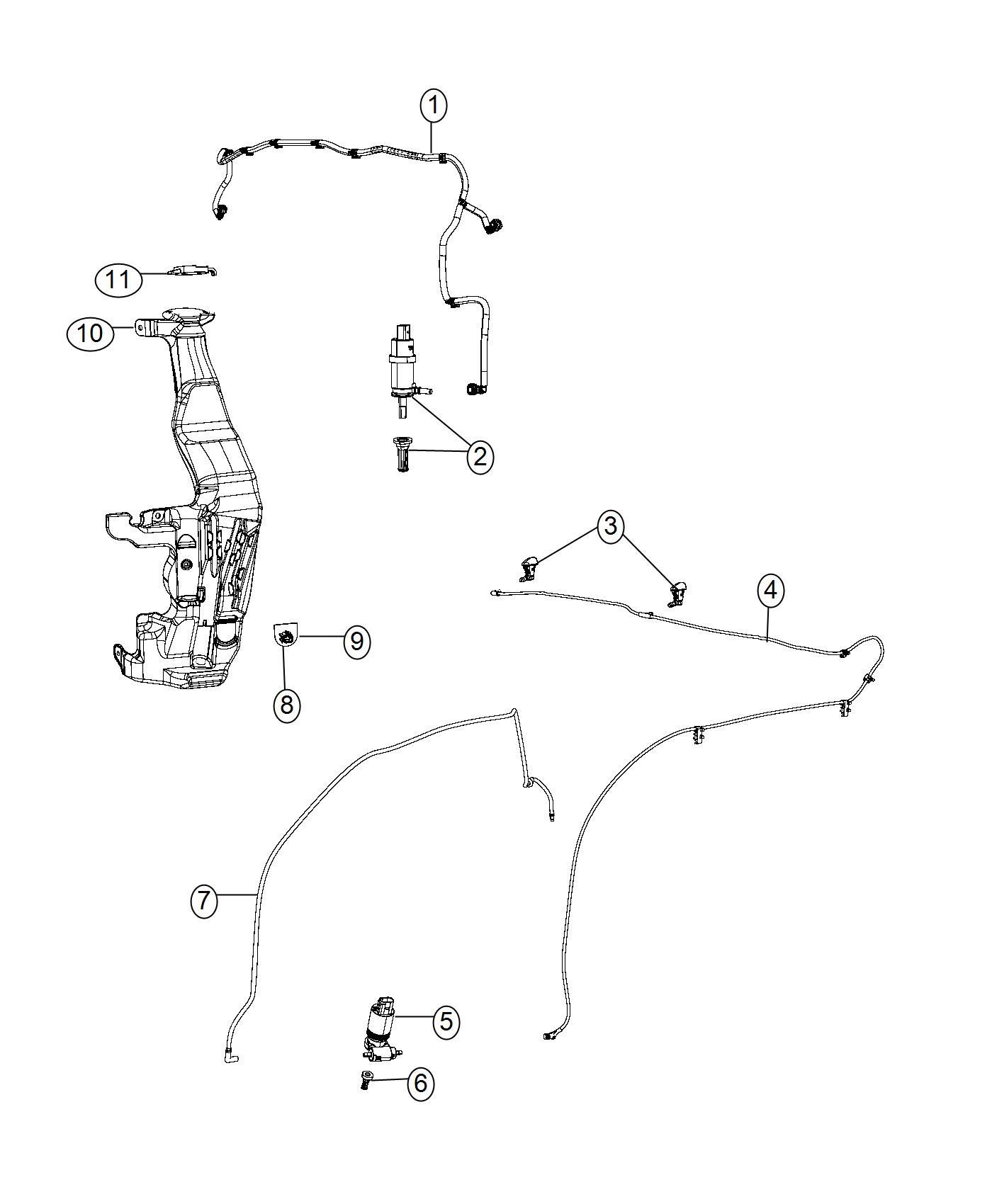 Diagram Front Washer and Headlamp Washer System. for your Jeep