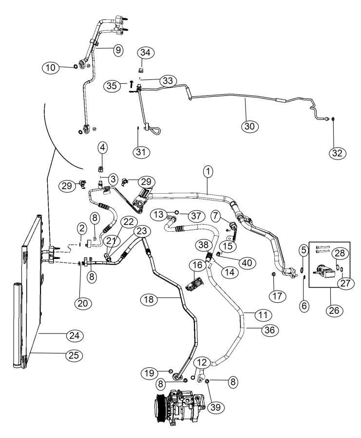 Diagram A/C Plumbing. for your 2011 Ram 1500   