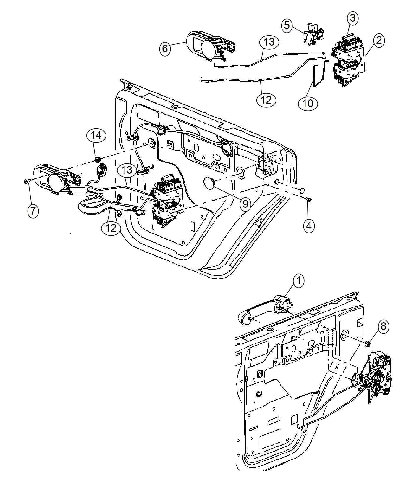 Diagram Rear Door, Hardware Components. for your 2002 Chrysler 300  M 