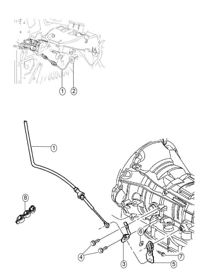 Diagram Gearshift Lever, Cable and Bracket. for your 2014 Ram 2500   