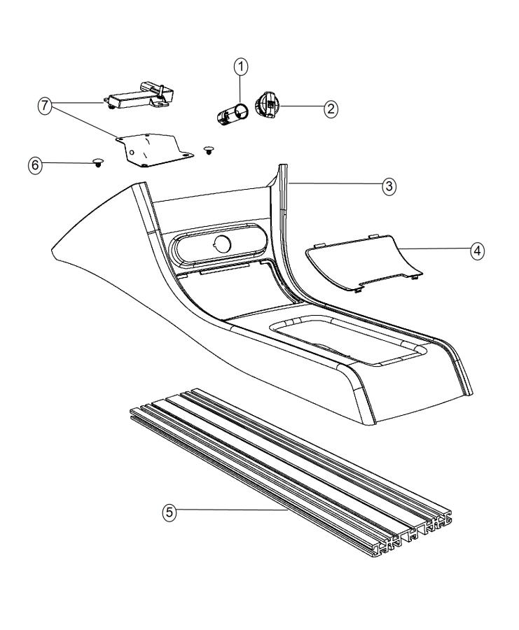 Diagram Floor Console Front - Sales Code [Mini Floor Console]. for your 2018 Dodge Grand Caravan   