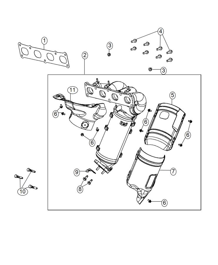 Diagram Exhaust Manifold And Heat Shields 2.4L [2.4L I4 PZEV M-Air Engine]. for your 2000 Chrysler 300  M 