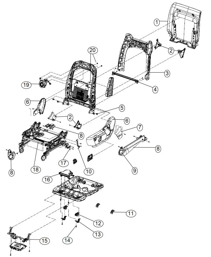 Diagram Adjusters, Recliners and Shields - Driver Seat - Power. for your Chrysler 300  M