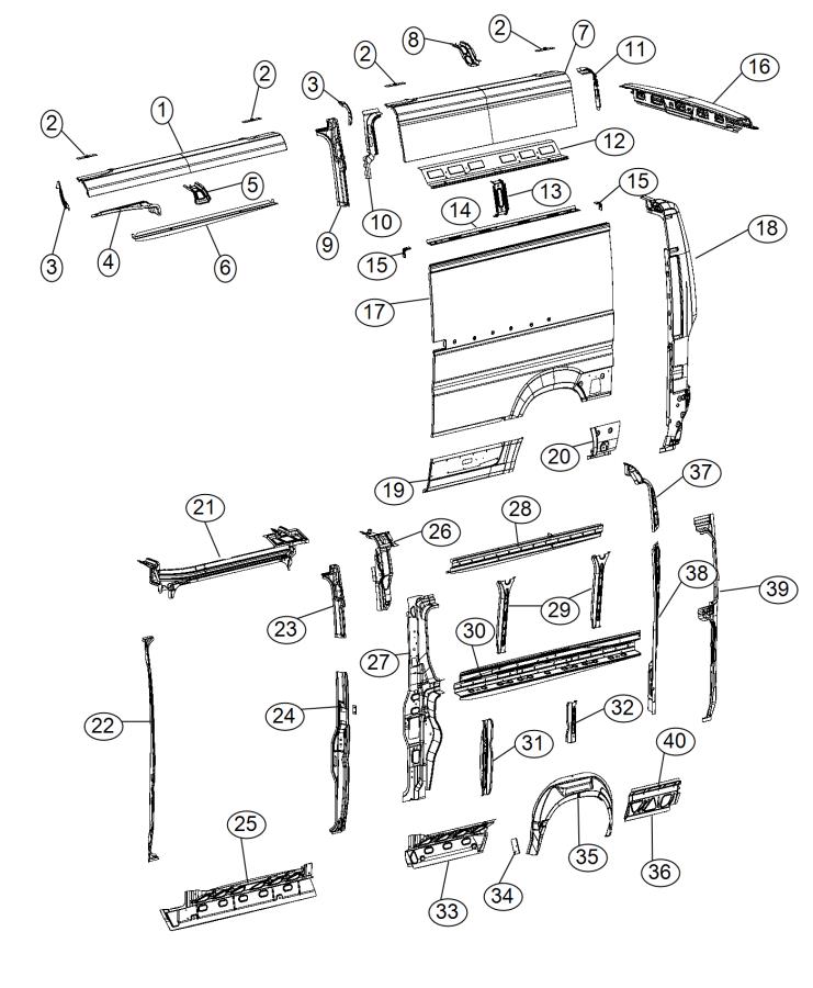 Panels Body Side 159 Wheel Base with Left Sliding Door. Diagram