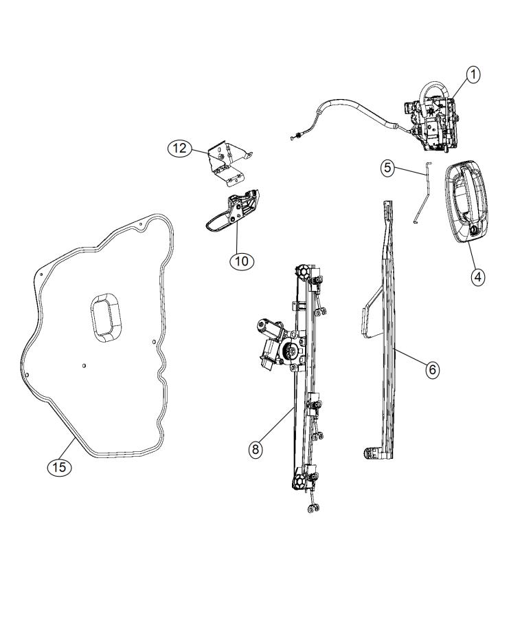 Diagram Front Door, Hardware Components. for your Jeep Wrangler  