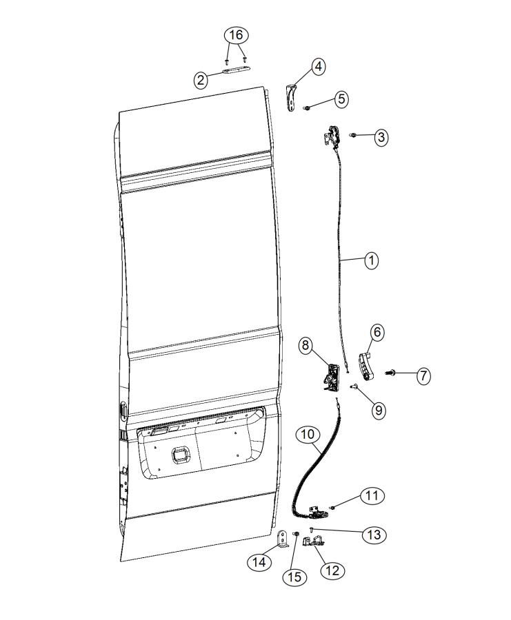 Diagram Rear Door Latch And Handle, Left. for your 2002 Chrysler 300  M 