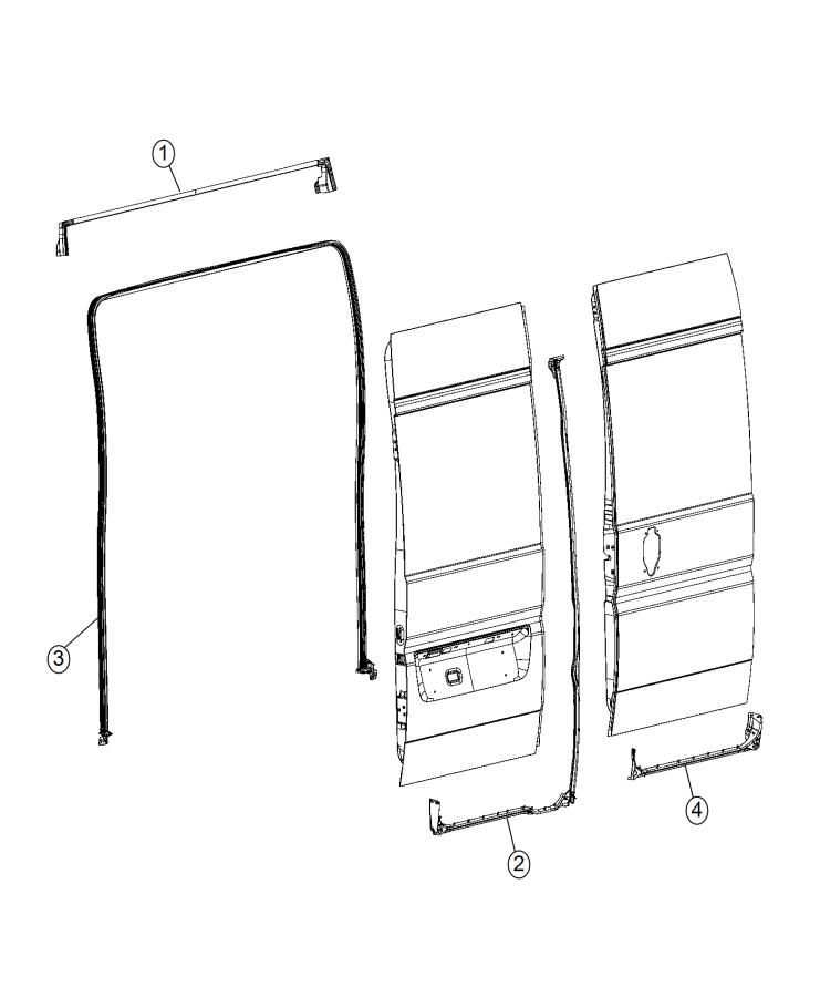 Weatherstrips, Rear Door. Diagram