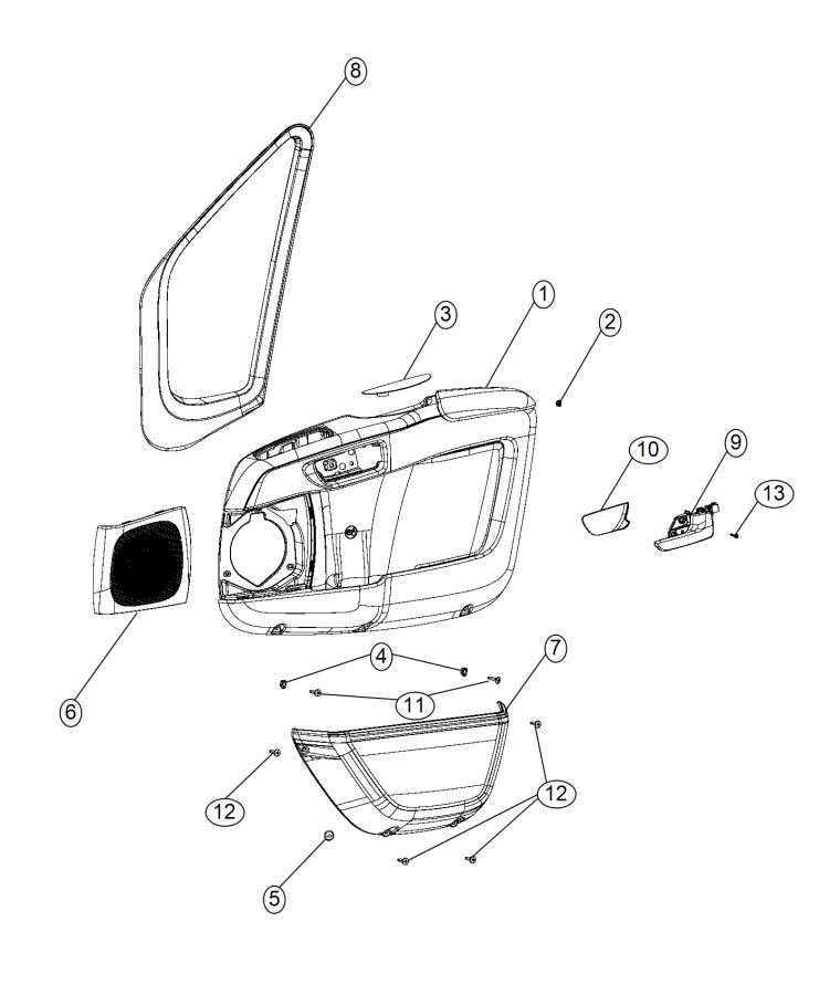 Diagram Front Upper Door Trim Panel. for your Jeep Wrangler  