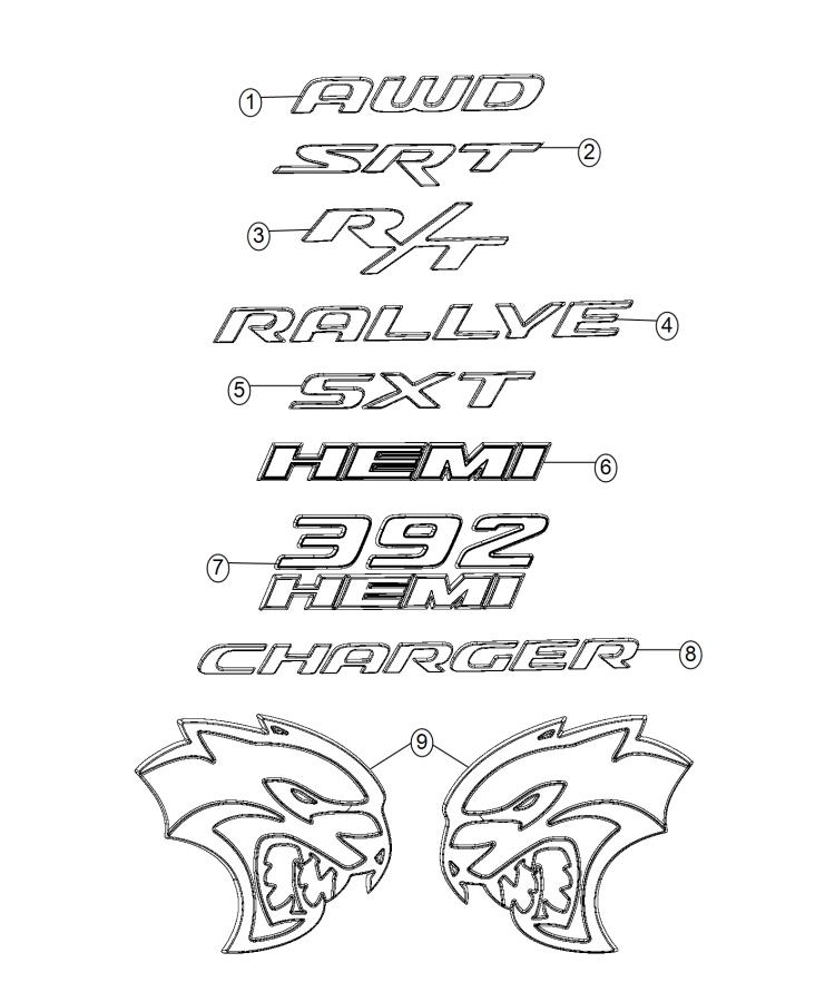 Diagram Nameplates, Emblems and Medallions. for your Dodge Charger  