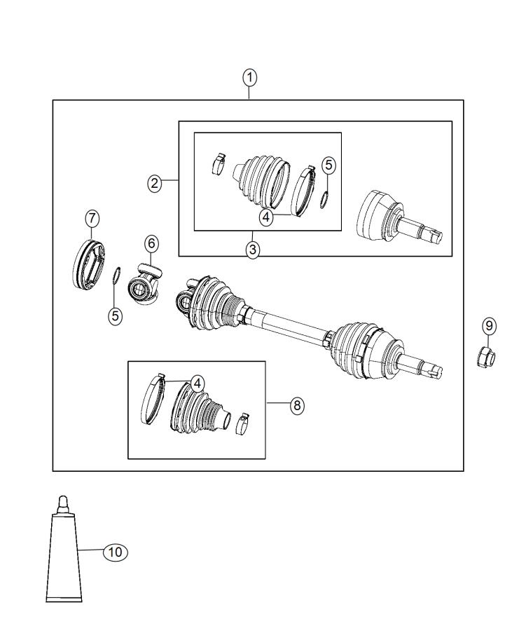 Front Axle Drive Shafts. Diagram