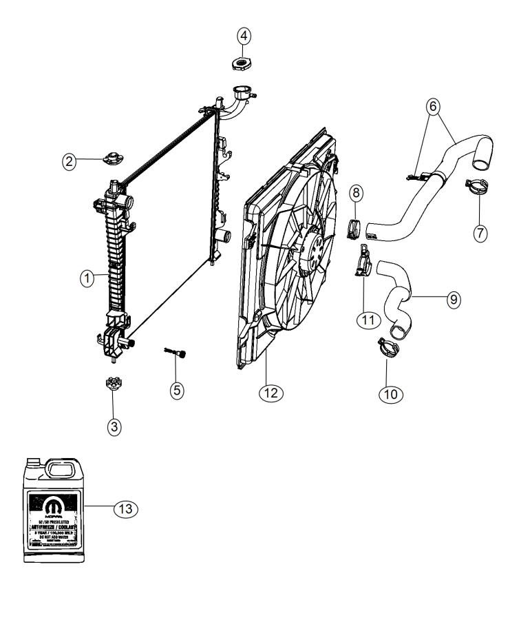 Diagram Radiator and Related Parts Gas,5.7L, [5.7L V8 HEMI MDS VVT Engine]. for your 2003 Chrysler 300  M 