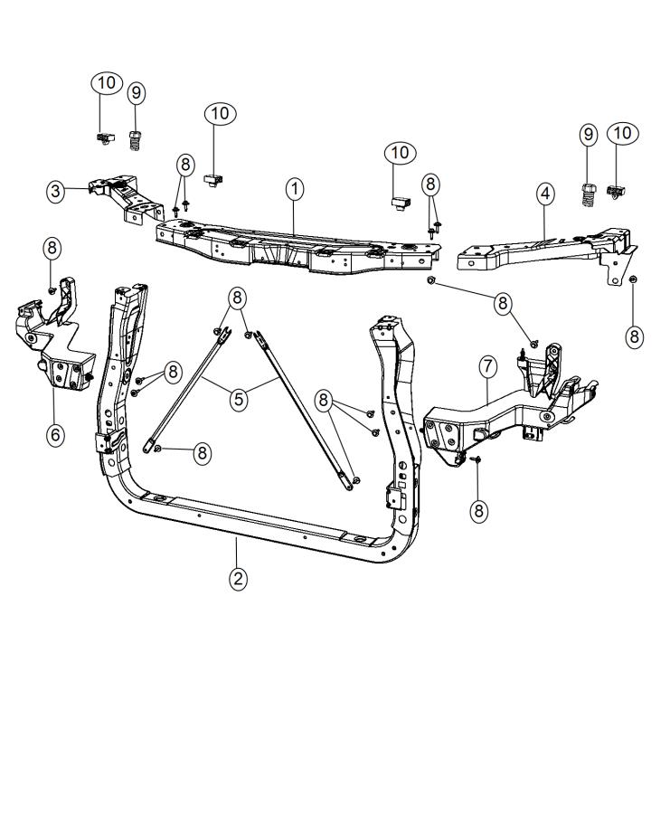 Diagram Radiator Support. for your 2000 Dodge Ram 1500   