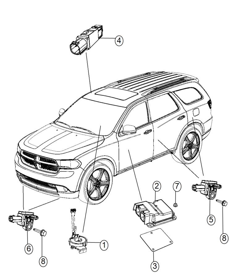 Diagram Air Bag Modules, Impact Sensors and Clock Spring. for your 2008 Chrysler 300   