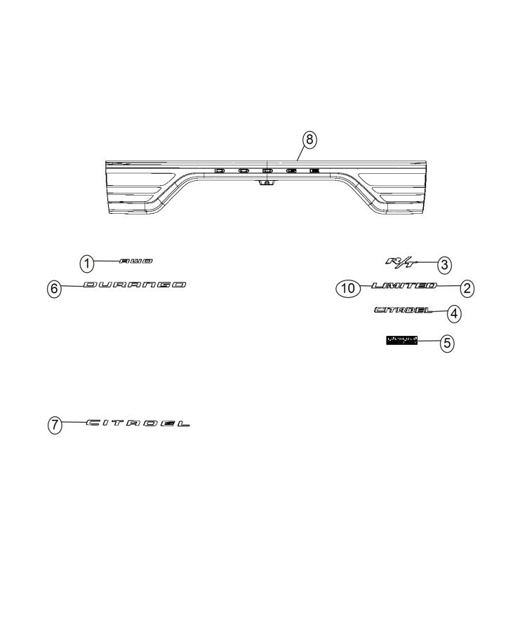 Diagram Nameplates, Emblems and Medallions. for your 2019 Dodge Journey  SE 