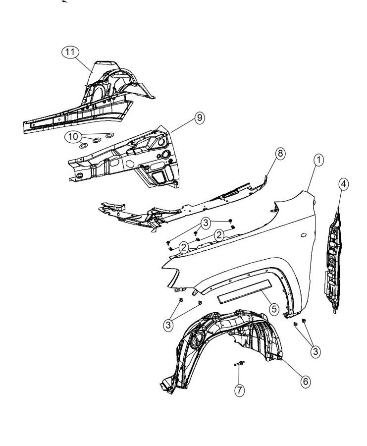 Diagram Front Fenders and Shields. for your 2000 Chrysler 300  M 