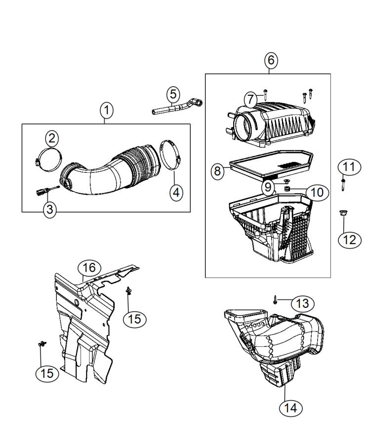 Diagram Air Cleaner 5.7L [5.7L V8 HEMI MDS VVT Engine]. for your Chrysler