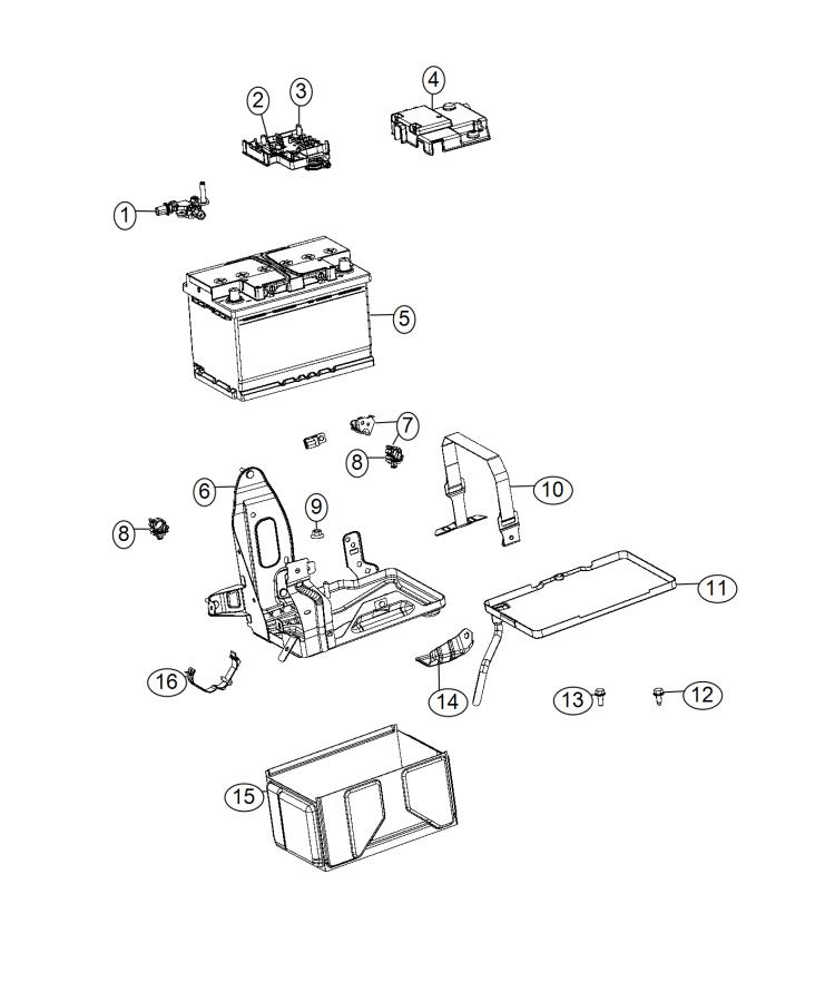 Diagram Battery, Tray And Support. for your 2021 Jeep Compass   