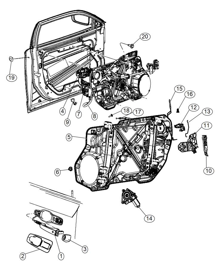 Diagram Front Door, Hardware Components, 300. for your 2019 Chrysler Pacifica   