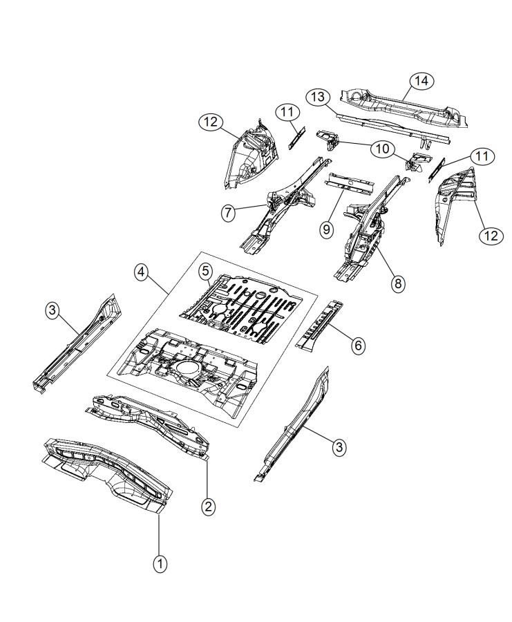 Diagram Floor Pan Rear. for your 2000 Chrysler 300  M 