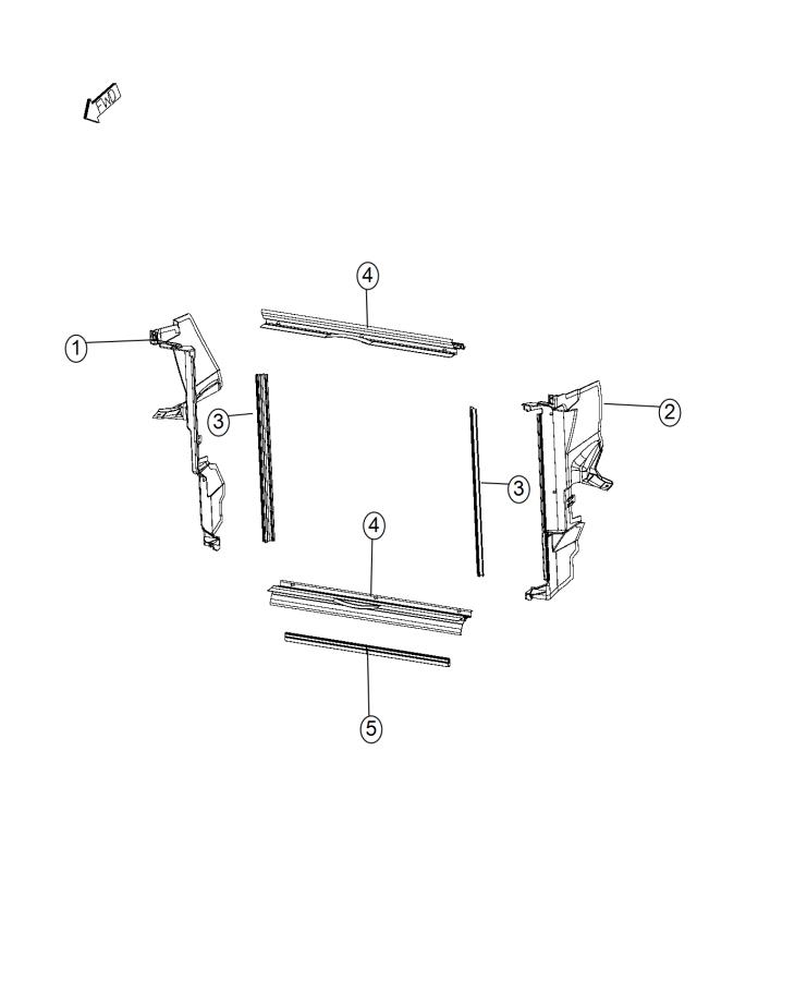 Diagram Radiator Seals, Shields, Baffles, and Shrouds. for your 2015 Chrysler 300   