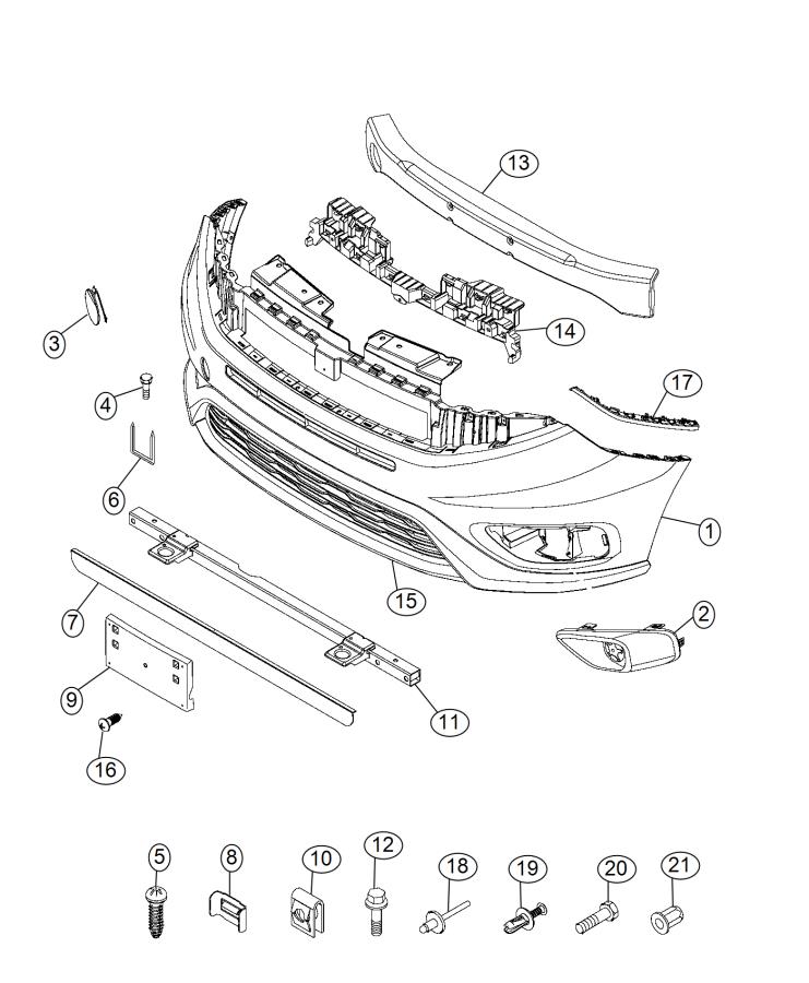 Diagram Front Bumper, Fascia. for your Ram ProMaster City  