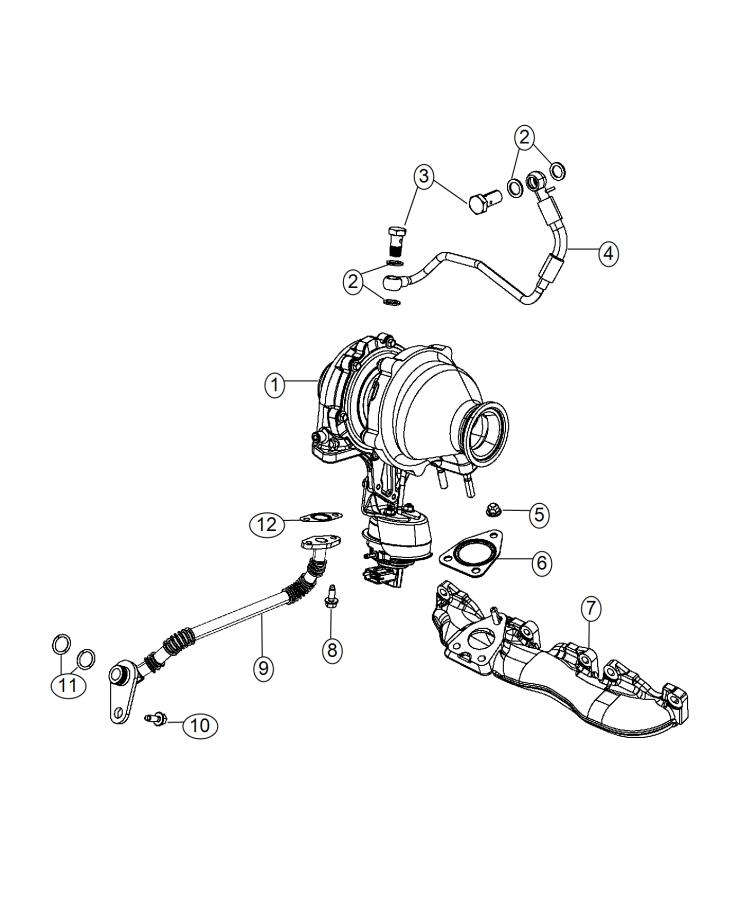 Diagram Turbocharger And Oil Hoses/Tubes 2.0L Diesel [2.0L I4 Turbo Diesel Engine]. for your 2023 Jeep Grand Cherokee LAREDO  