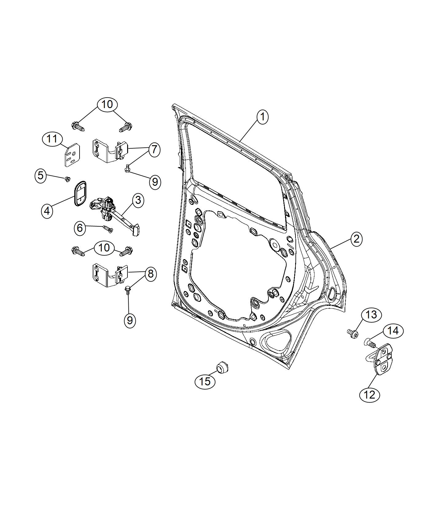 Diagram Rear Door, Shell and Hinges. for your 2001 Chrysler 300  M 